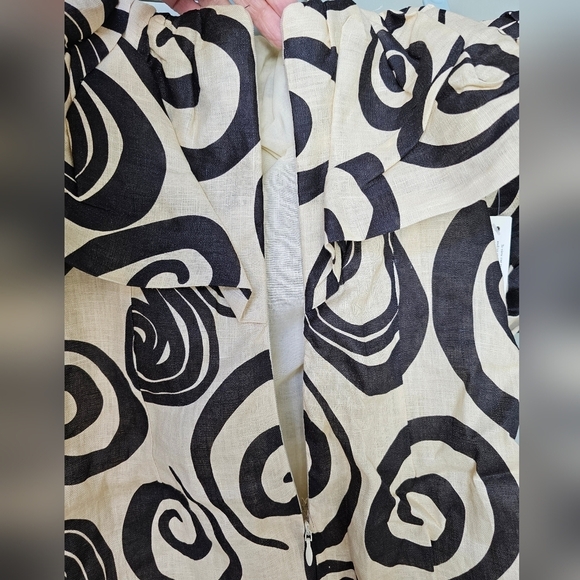 The Wolf Gang Mirador Linen Mini Dress, Vintage Black & Ivory Pattern, XS - Picture 8 of 14